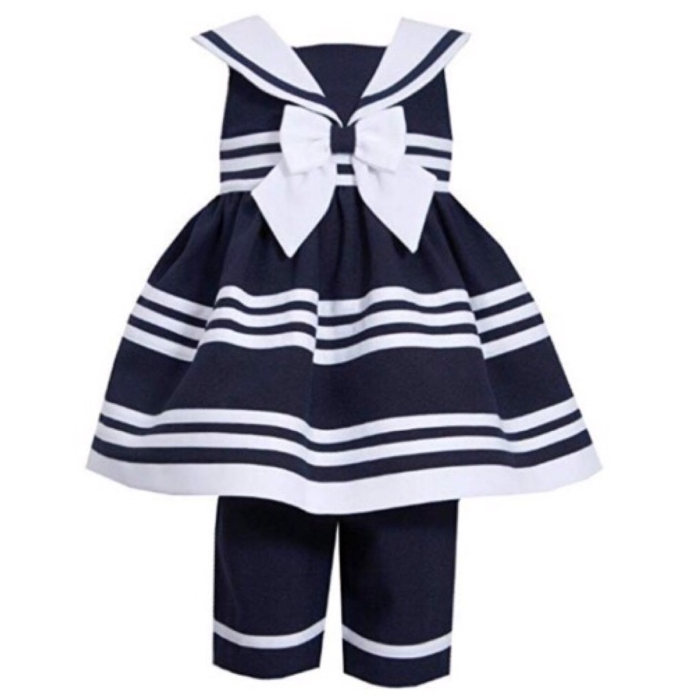 Girls Sailor Nautical 2 Pieces set new